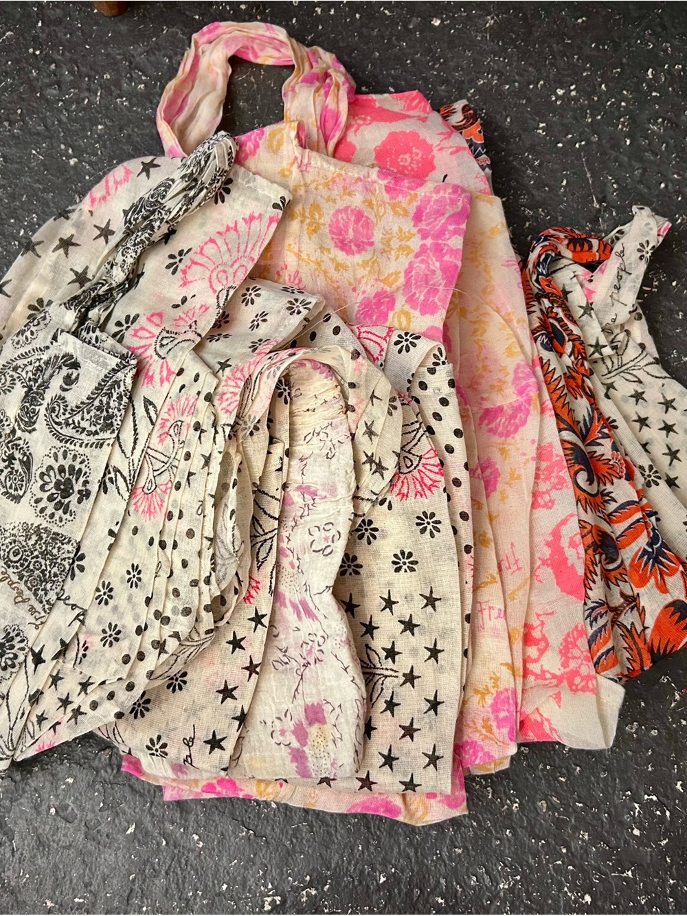 Lot of 15 Free People Patterned Cloth Shopping Bags